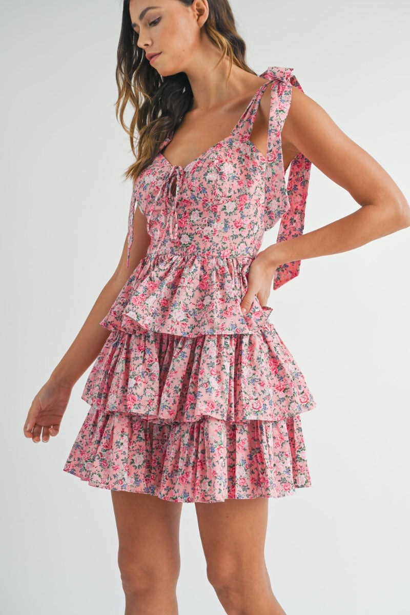 Debbie Floral Tiered Ruffle Mini Dress