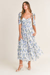 Kasey Ruched Floral Tiered Midi Dress