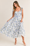 Kasey Ruched Floral Tiered Midi Dress