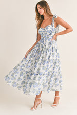 Kasey Ruched Floral Tiered Midi Dress