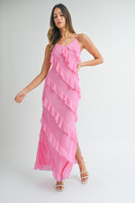 All About Love Chiffon Ruffle Maxi Dress