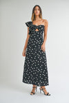 Aida One Shoulder Polka Dot Maxi - Black