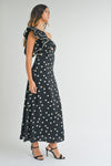 Aida One Shoulder Polka Dot Maxi - Black