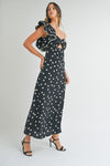 Aida One Shoulder Polka Dot Maxi - Black