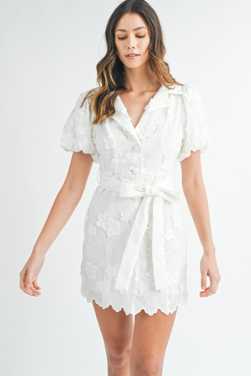 May Textured Button Down Mini Dress