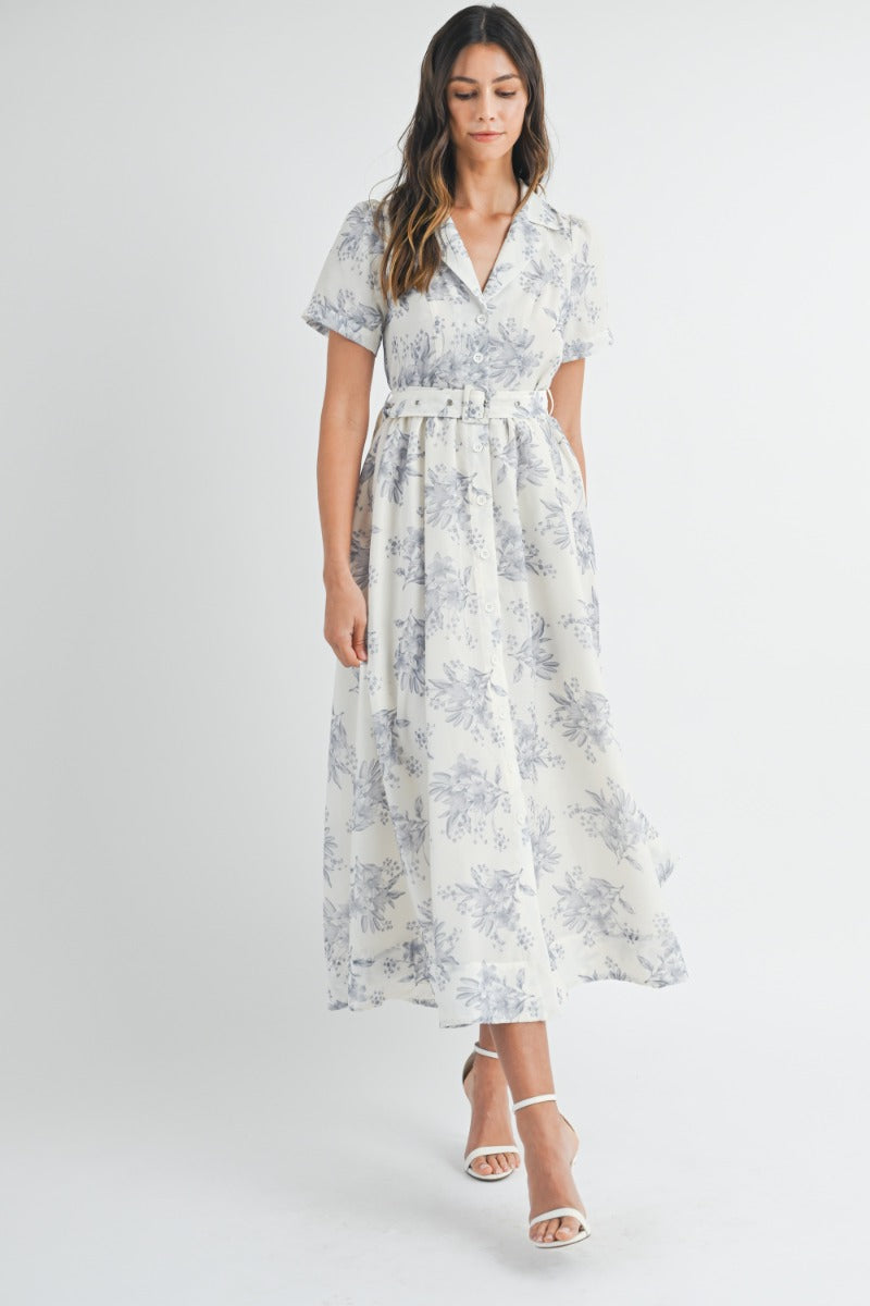 Isla Printed Midi Dress - Blue