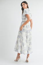 Isla Printed Midi Dress - Blue