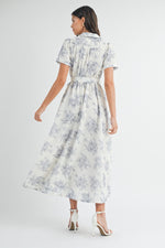 Isla Printed Midi Dress - Blue