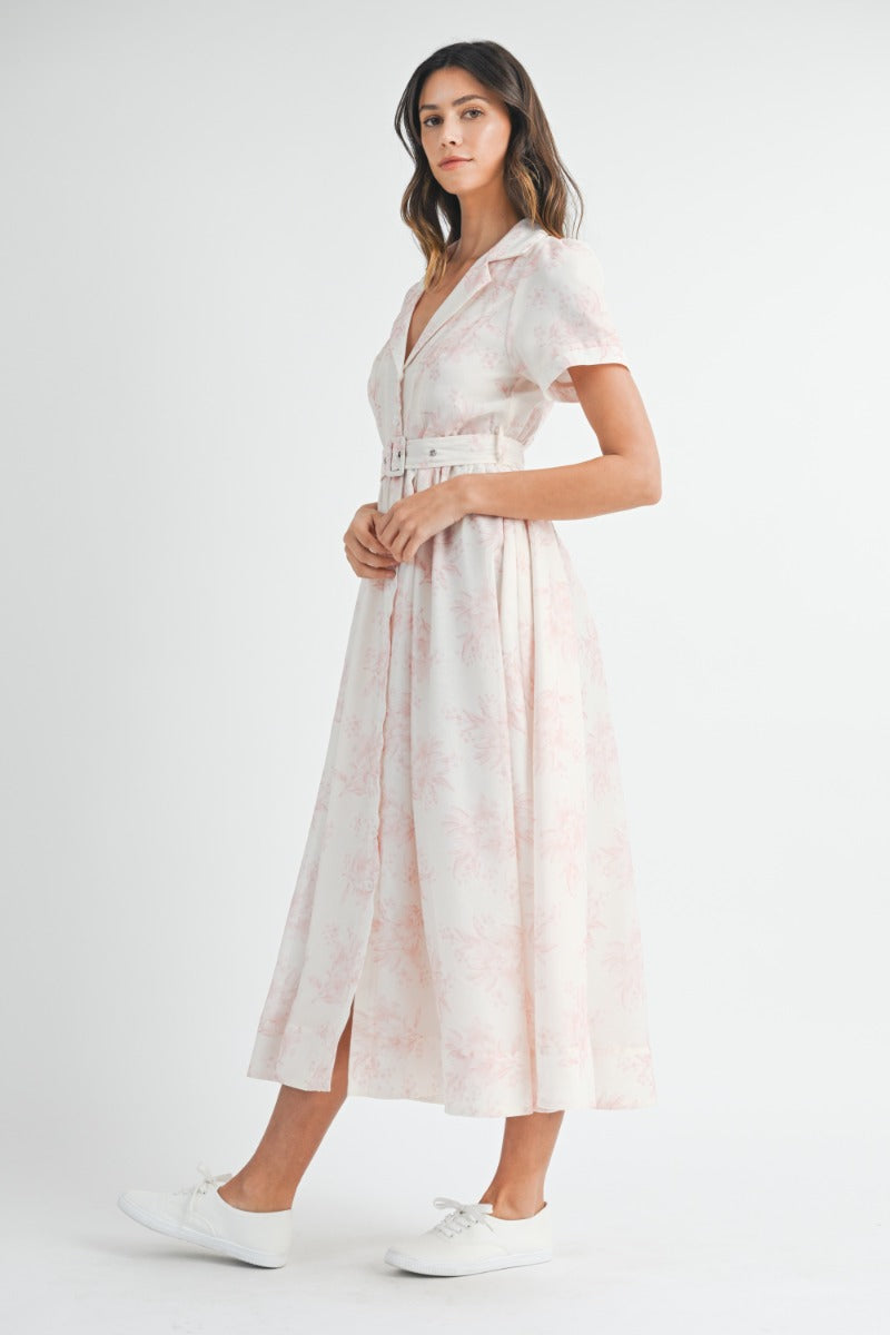 Isla Printed Midi Dress - Pink