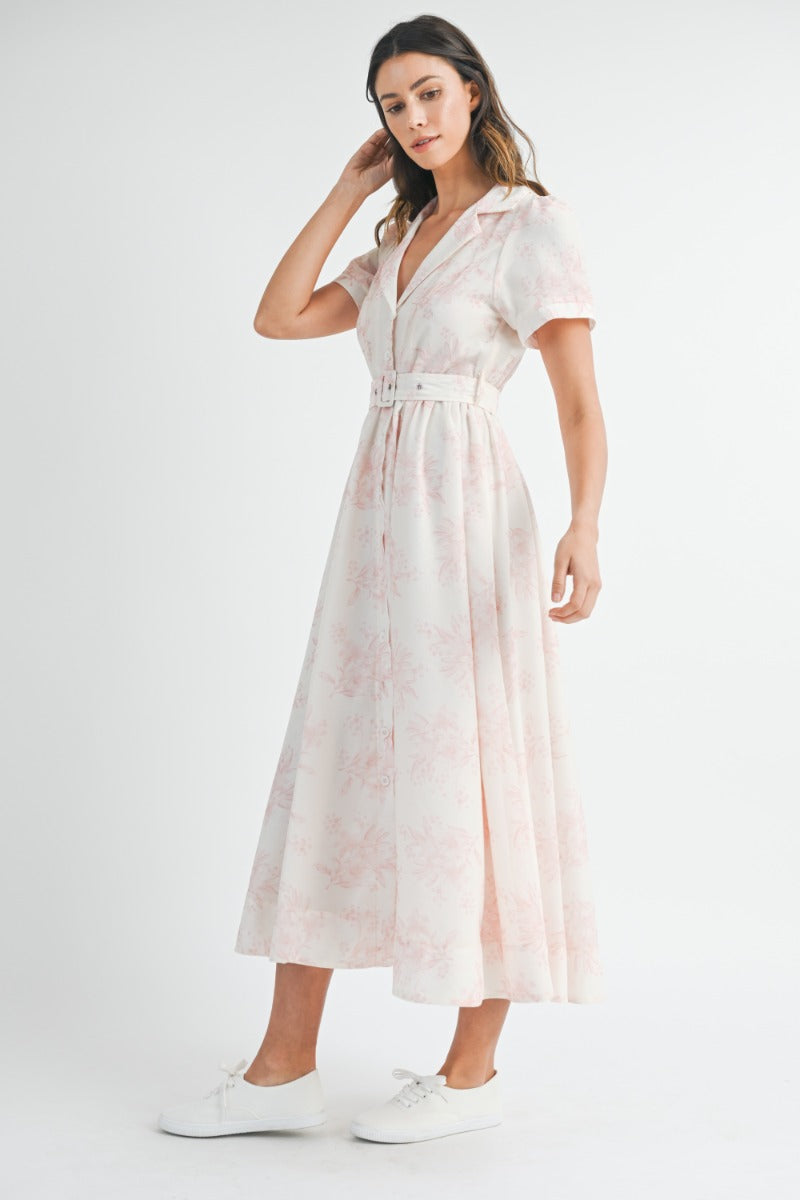 Isla Printed Midi Dress - Pink