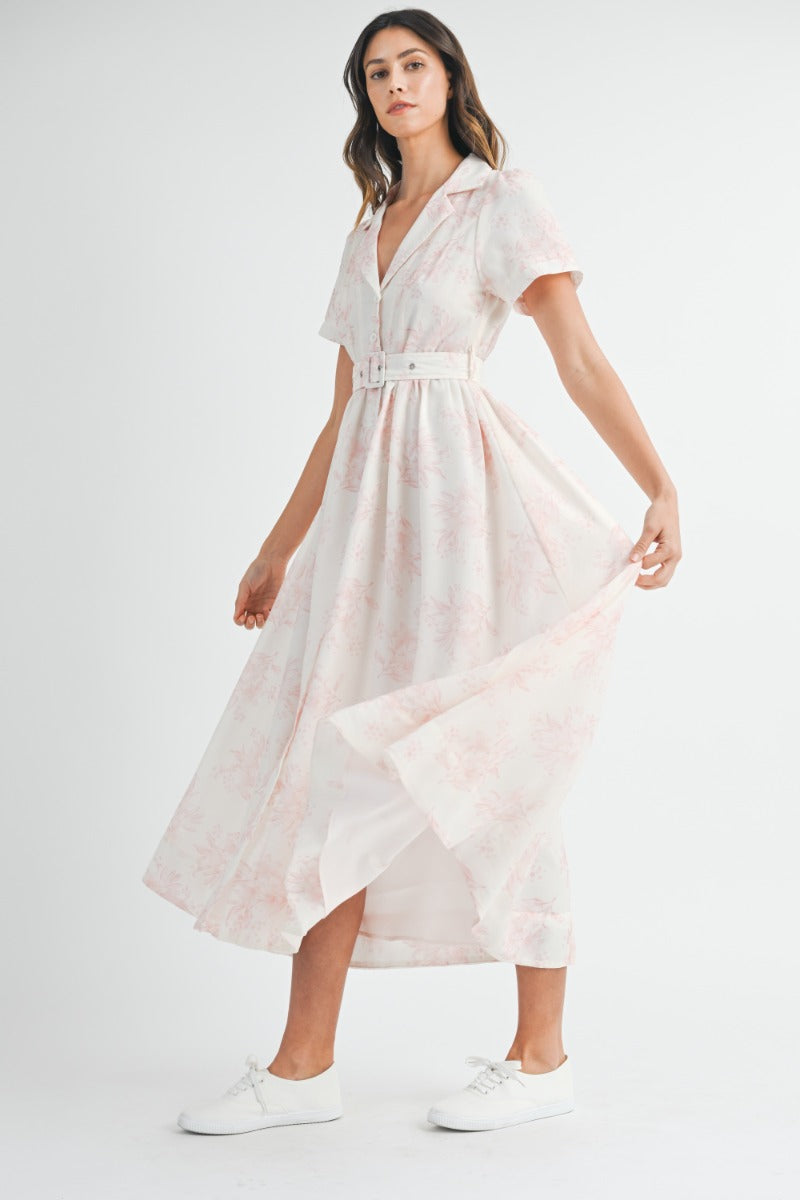 Isla Printed Midi Dress - Pink