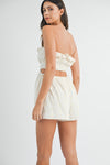 Lilly Floral Embroidered Strapless Romper - Off White