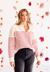 Theodora Half Zip Striped Pullover Sweater