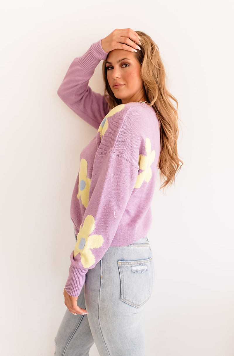 Bloom Knit Sweater - Lavender