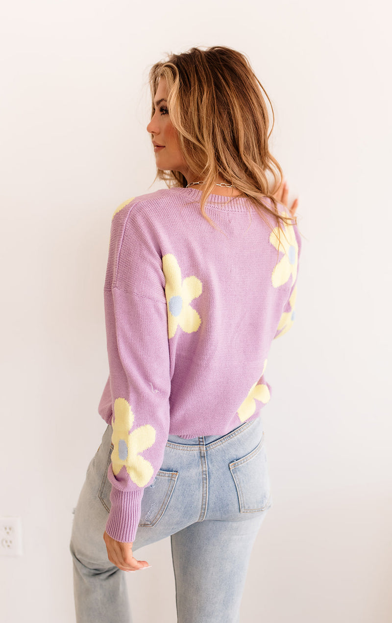 Bloom Knit Sweater - Lavender